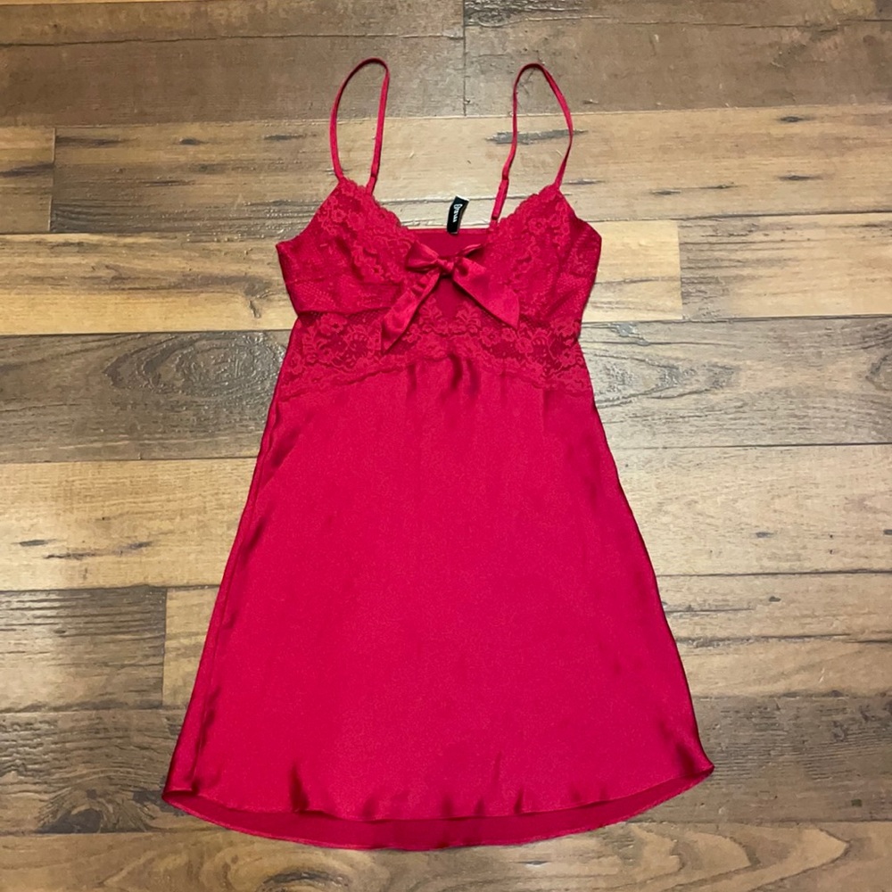 red satin sleepdress